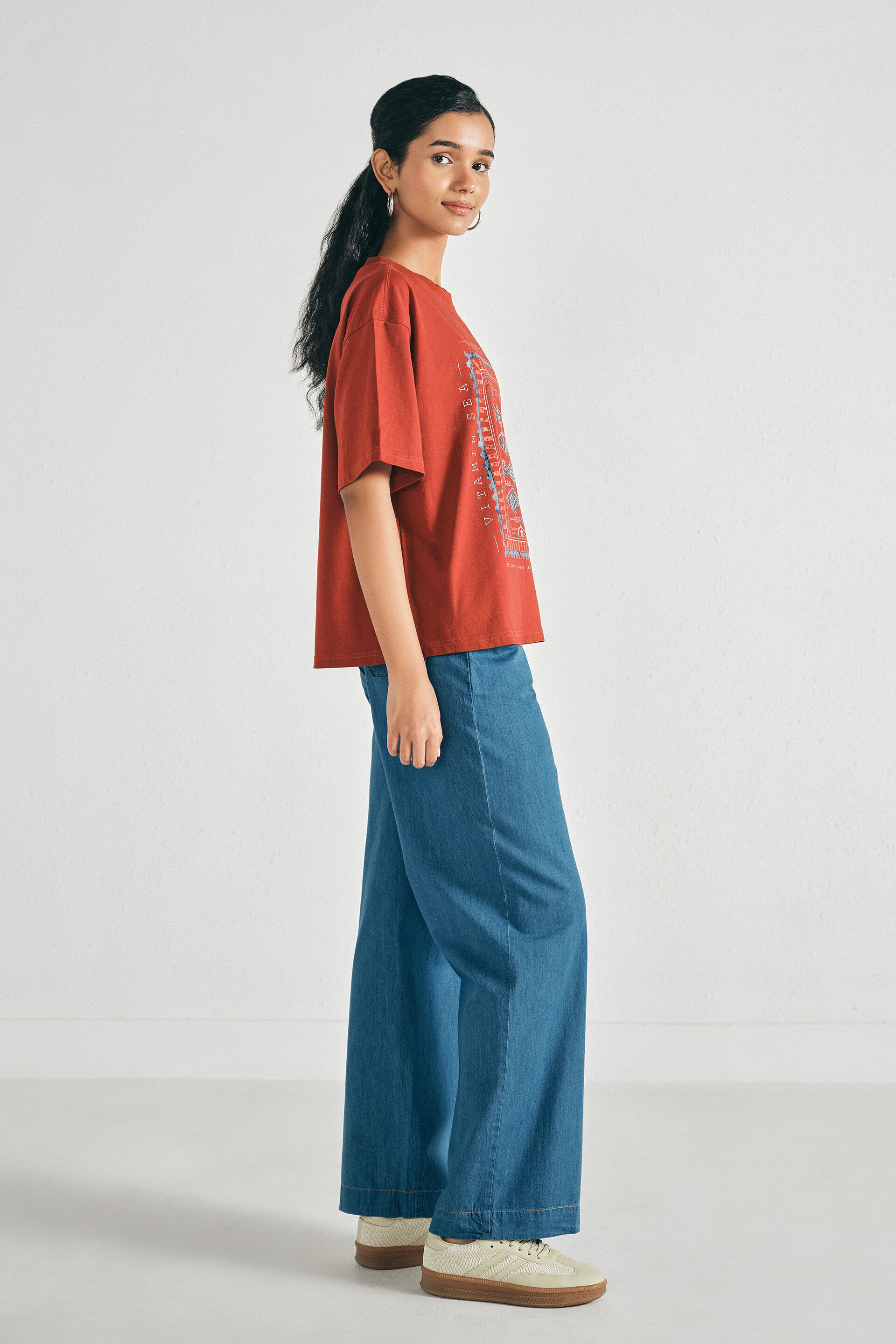 Raaha Rust Oversized T-Shirt, Rust, image 4